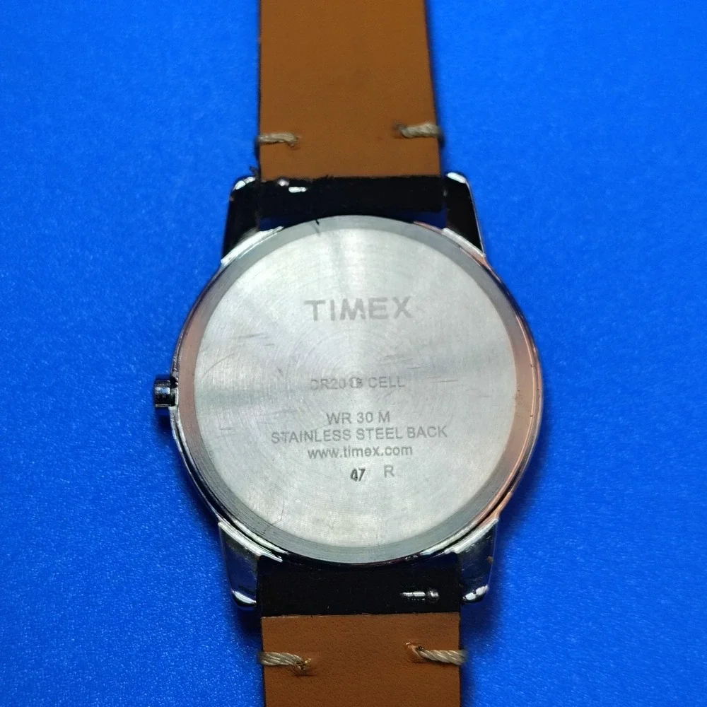 Vintage 2006 Timex Easy Reader Indiglo Date 35mm Mens Quartz Watch New Strap